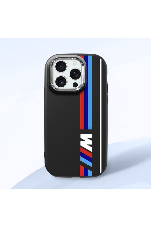 iPhone 16 Pro Compatible Shock-Absorbing Camera Protected Black Silicone Case Bmw Patterned