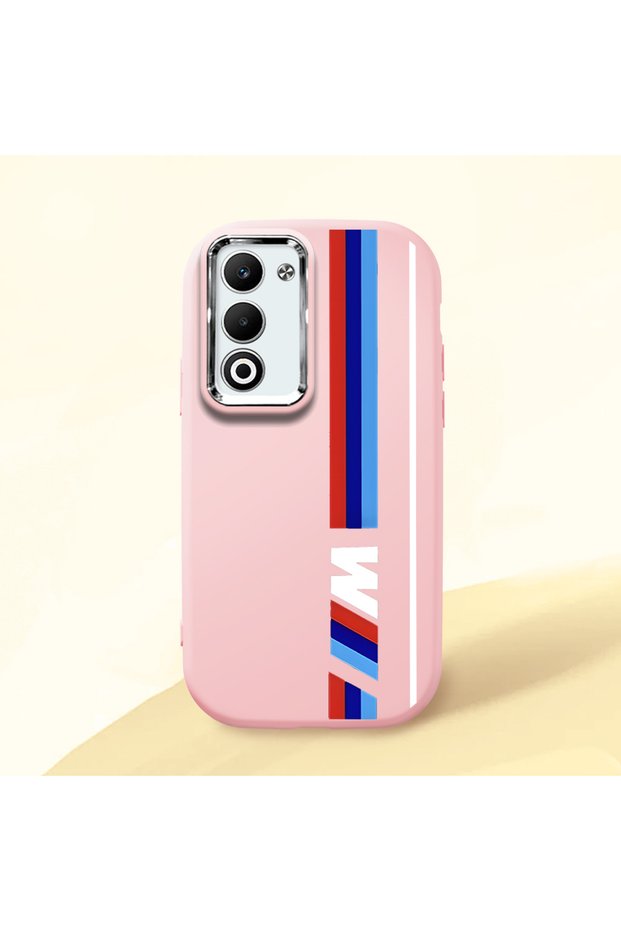 Oppo A5 4G/5G Compatible Shock-Absorbing Camera Protected Pink Silicone Case Bmw Patterned