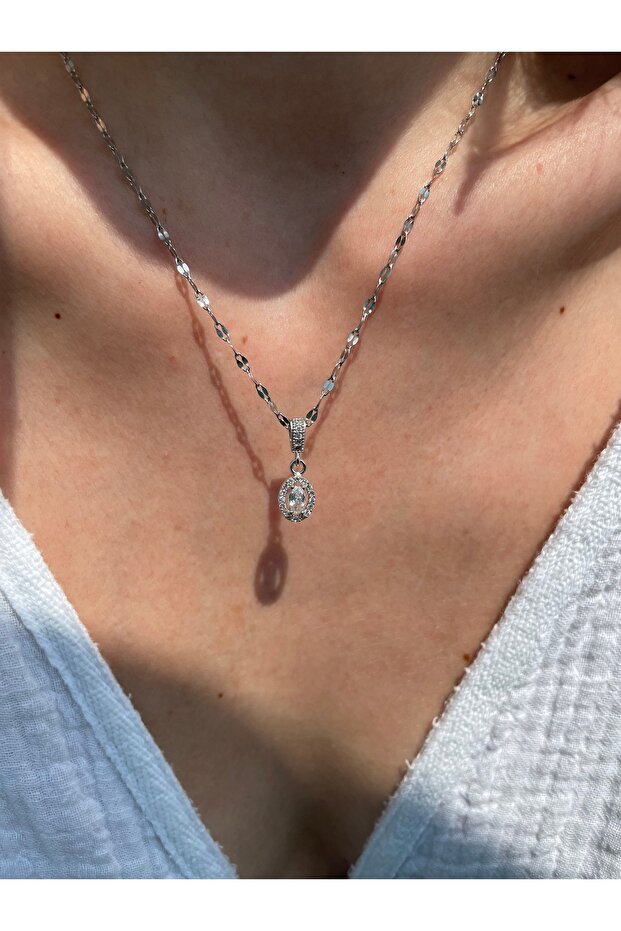 Premium İşçilikli Silver Çelik Kolye - 2