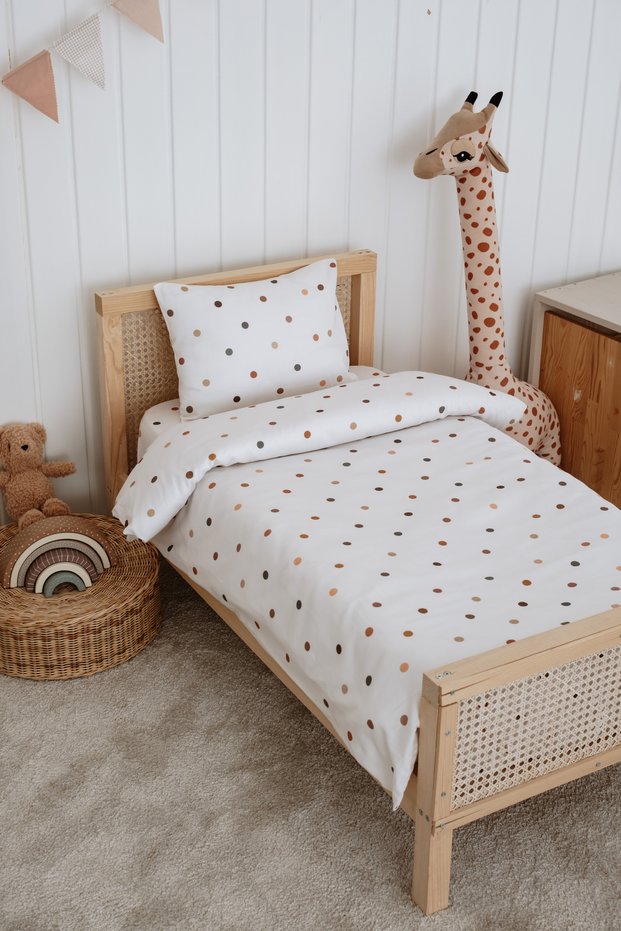 Single Children's Duvet Cover Set (160X220), Organic Cotton Satin - Dots