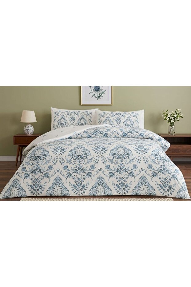 New Season Ranforce P Cotton U Double Duvet Cover Set Elvar Blue