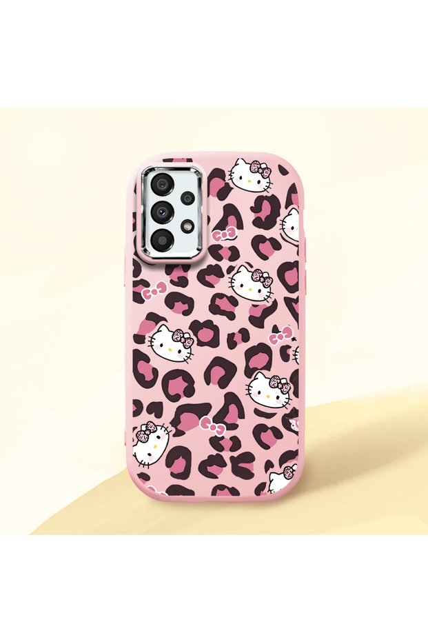 Samsung Galaxy A33 Compatible Shock-Absorbing Camera Protected Pink Silicone Case Kitty