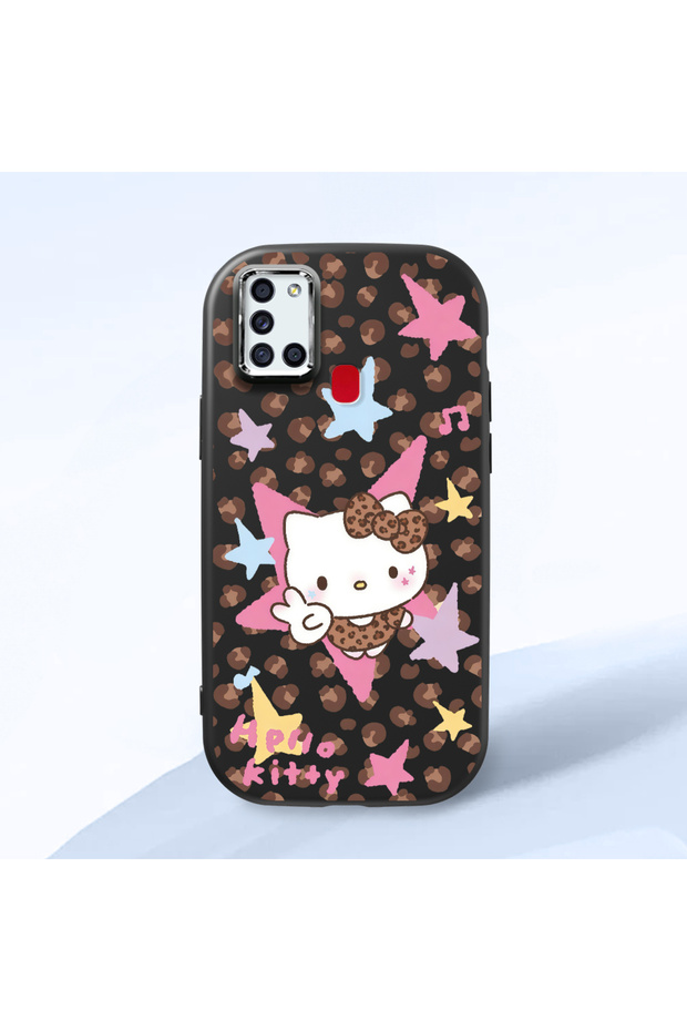 Samsung Galaxy A21S Compatible Shock-Absorbing Camera Protected Black Silicone Case Kitty