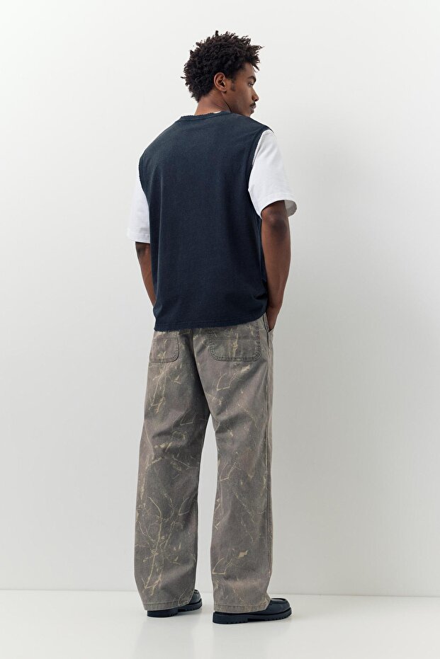 Desenli geniş paça jean - 5