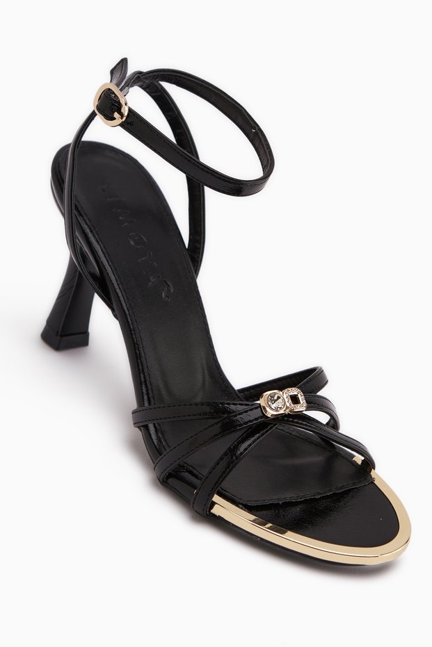 Jessy Black Ankle Length Buckled Women's Heeled Shoes