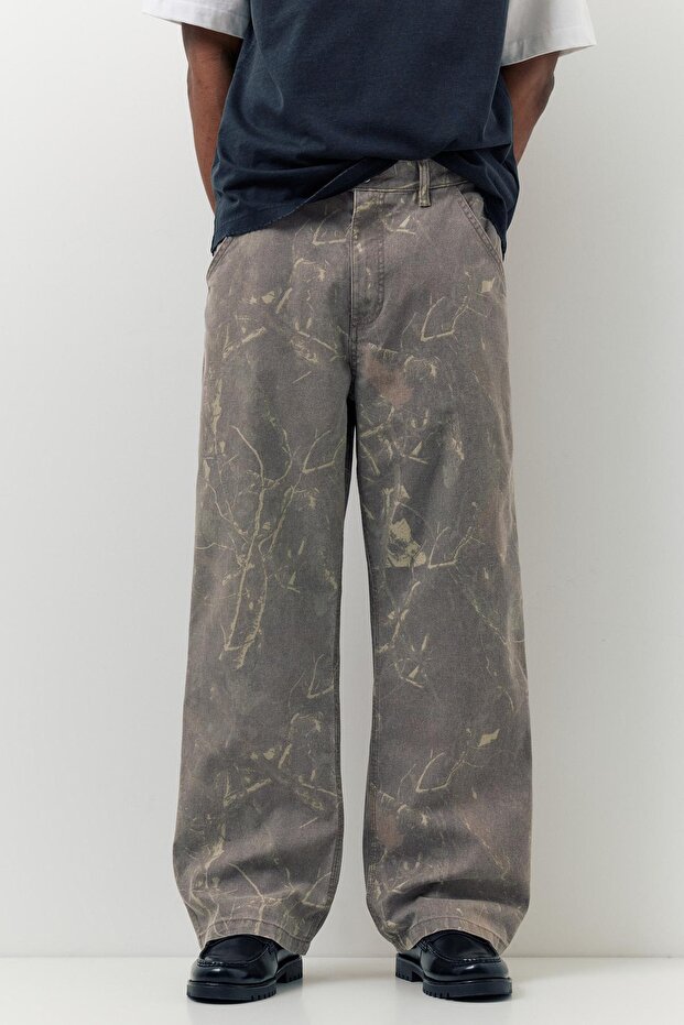 Desenli geniş paça jean - 2