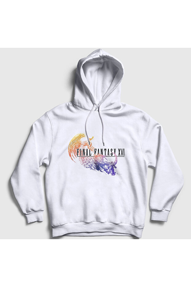 Unisex White Logo Final Fantasy Xvi Hooded Sweatshirt 607749Tt