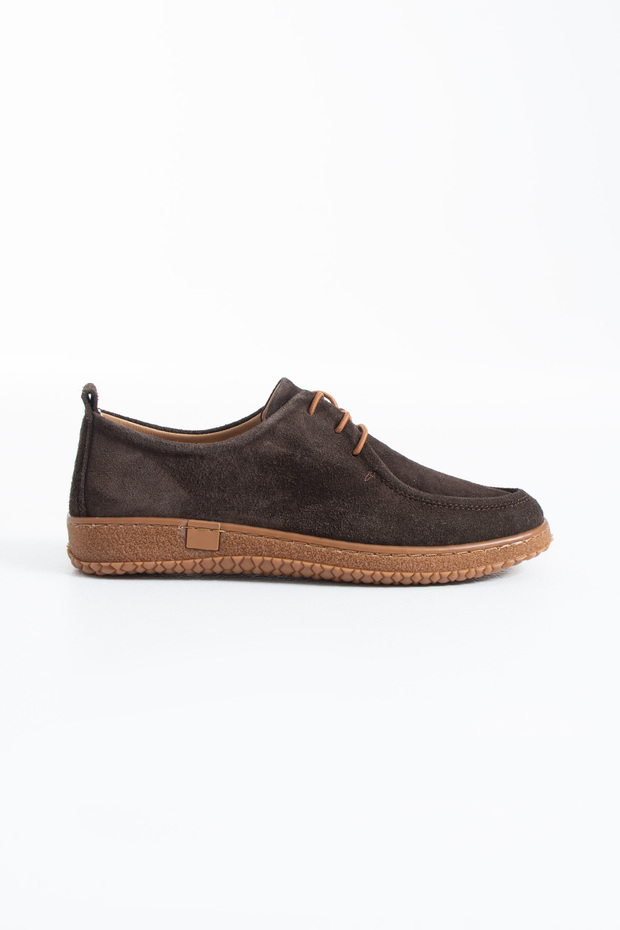 Montivo Women's Lace-Up Shoes Genuine Leather Loafers Brown Suede