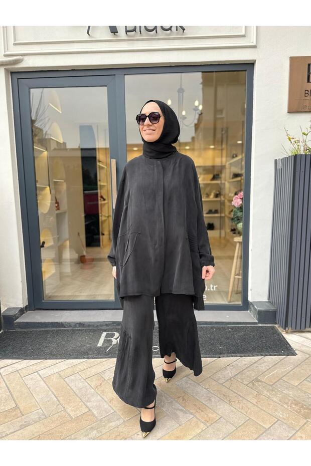 39208 منقوش طقم نسائي أسود - 4