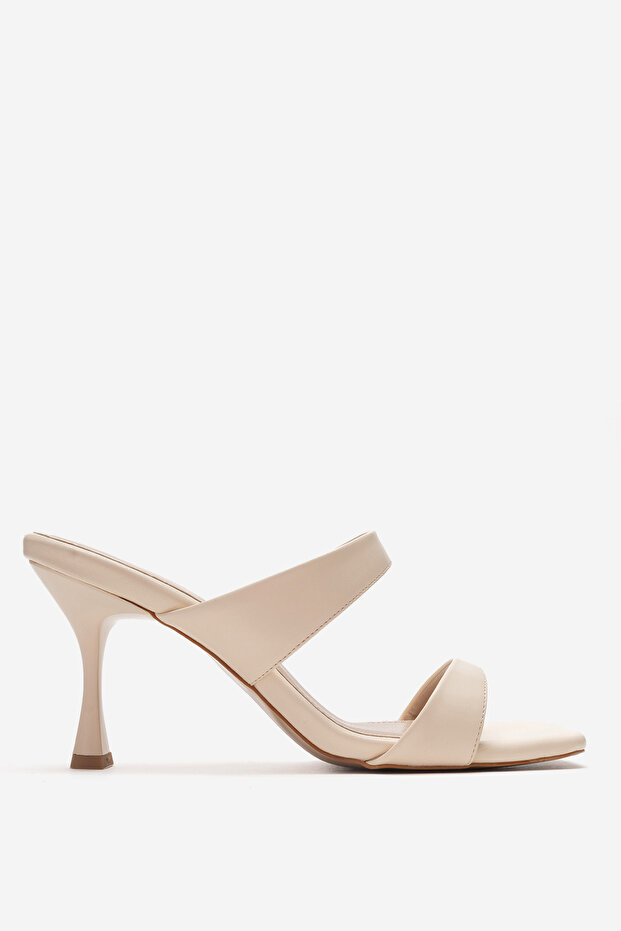 Women's Banded Stiletto Heel U t Slipper Real D Leather Zy 4140 Beige