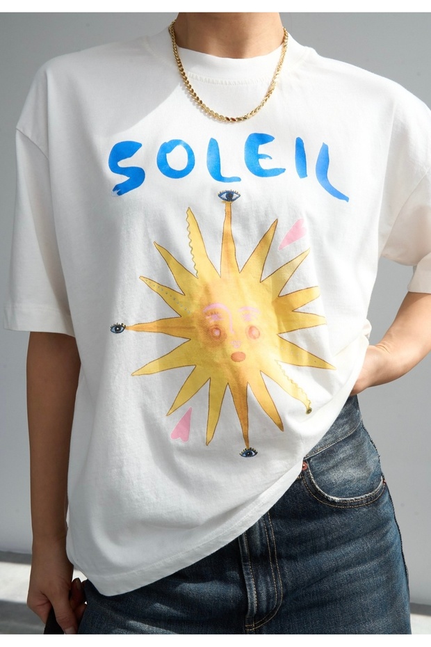 Oversize Cut Short Sleeve Printed T-Shirt