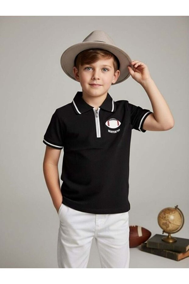 Boy's Cotton Pack Zippered Collared T-Shirt