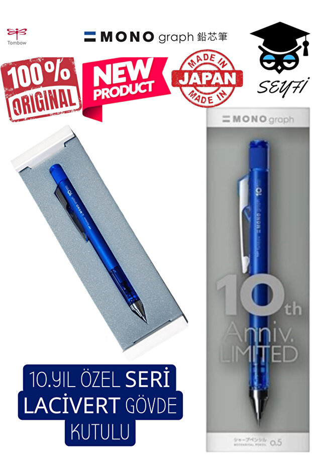 Tombow mono graph 0.5 mm 10th anniversary special edition - navy blue barrel, boxed