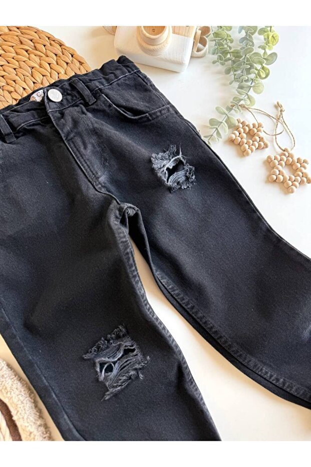 Lily Co Adjustable Waist Elastic Slit Black Unisex Trousers