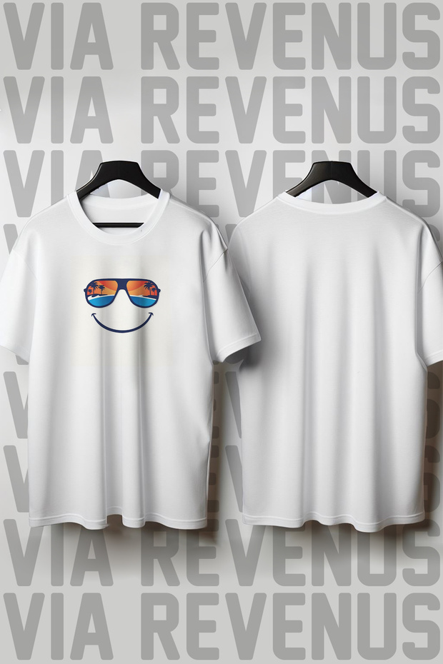 Summer Themed Printed Crew Neck Loose Cut 100% Cotton Unisex Tshirt