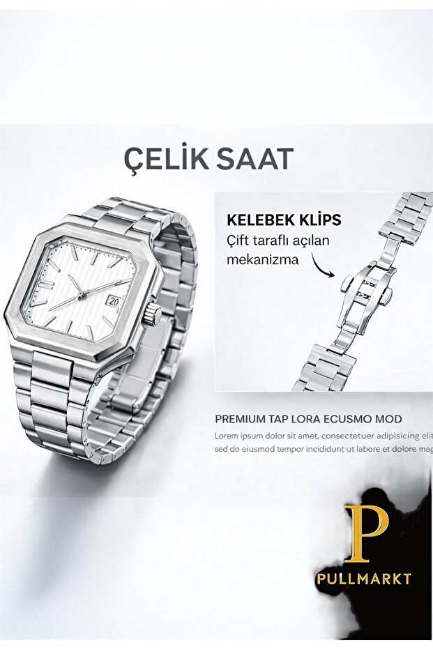 Takvimli - Erkek Kol Saati Çelik - 1