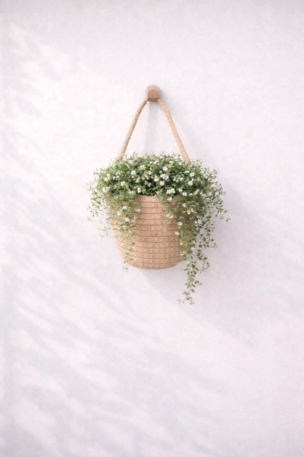 Flower Pot Mini Decorative Flower Basket 12X10 cm (Plant and Hanger Not Included)