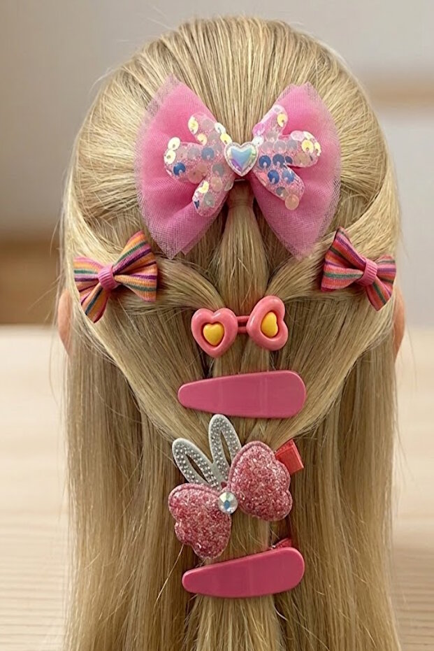 Pink Color Ribbon Rubber Side Buckle Set