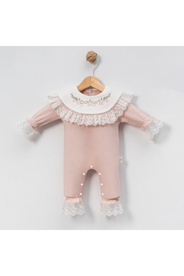 Baby Girl 3-6-9-12 Months Floral Embroidered Baby Girl Jumpsuit