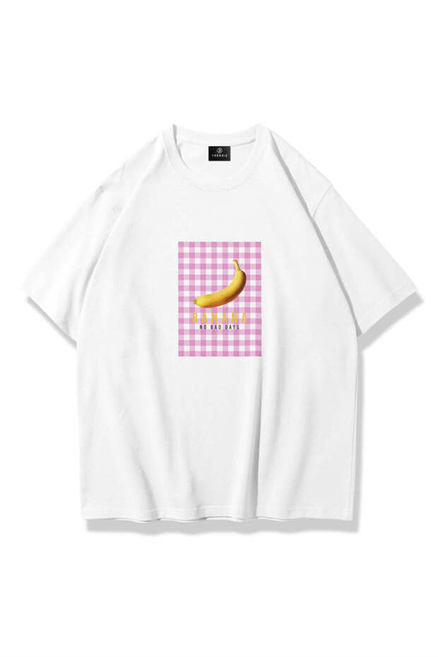 Woman banana Plaid white t-shirt