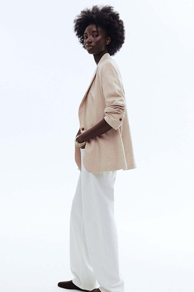 Linen-blend blazer - 1