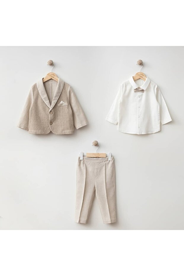 Mesh Jacket Shirt Bow Tie Baby Boy Suit