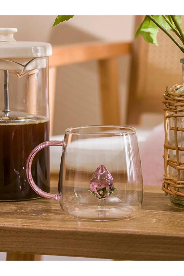 Colorless Rose Figured Glass Mug 400 ml (S6)