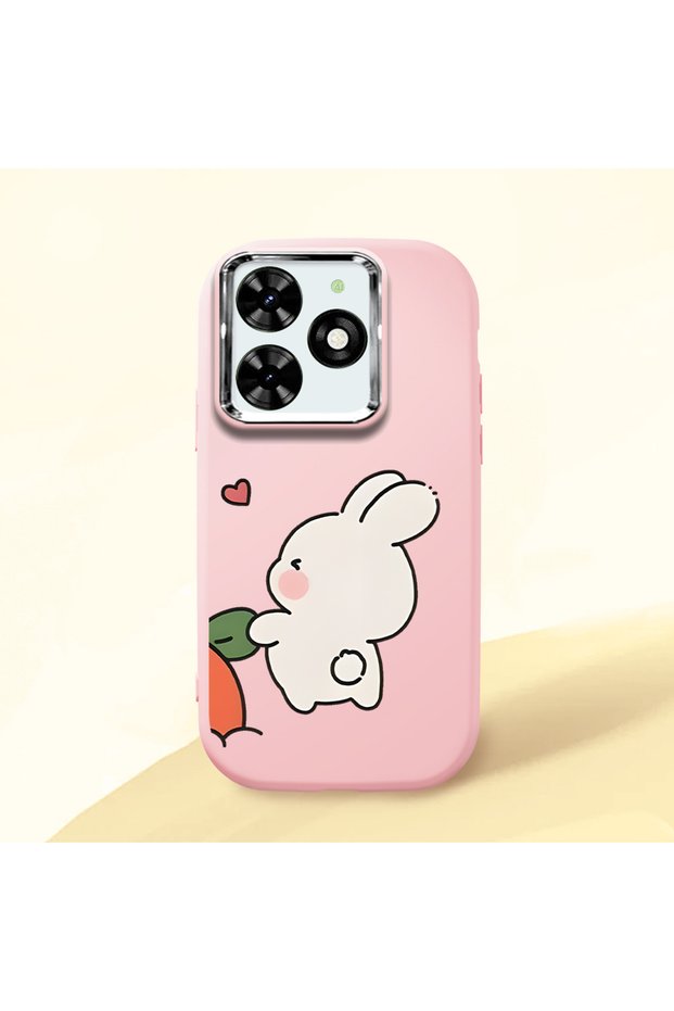 Tecno Spark 20/20C Compatible Shock-Absorbing Camera Protected Pink Silicone Case Dual Model