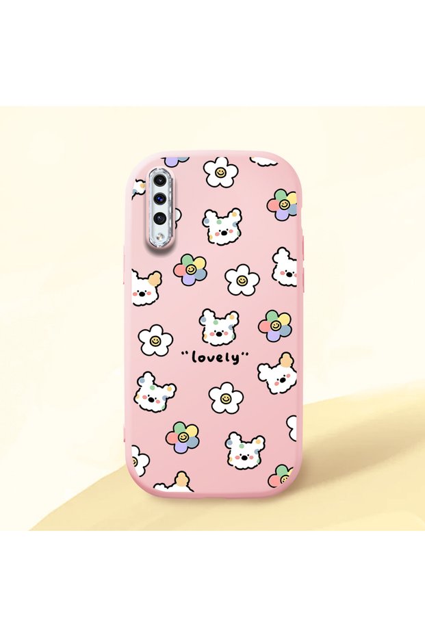 Samsung Galaxy A50/A50S/A30S Compatible Shock-Absorbing Camera Protected Pink Silicone Case Cartoon Patterned