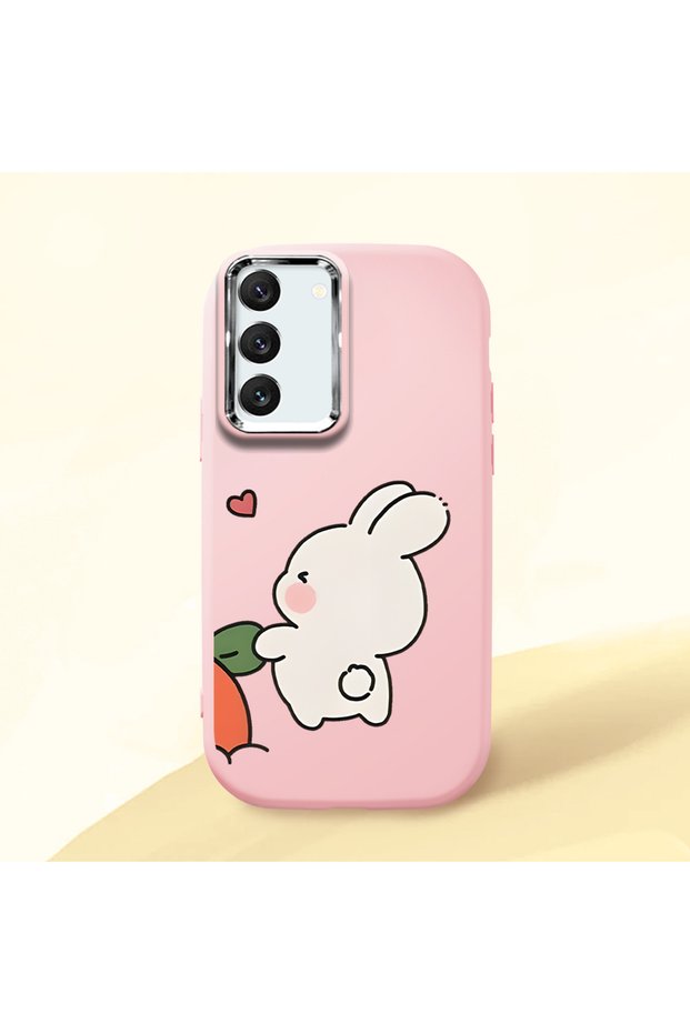 Samsung Galaxy S22 Compatible Shock-Absorbing Camera Protected Pink Silicone Case Dual Model