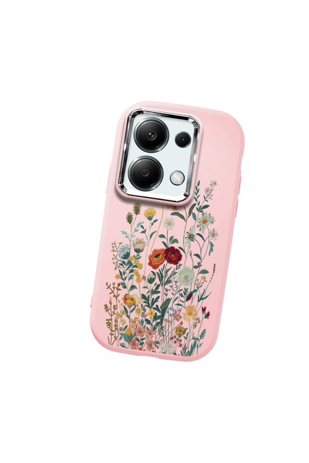 Redmi Note 13 Pro 4g Compatible Camera Protected Pink Soft Silicone Phone Case Floral Print
