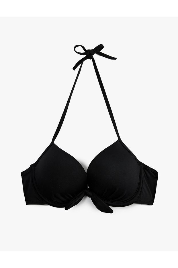 Black Women Matte Fabric Polyamide Bikini Top