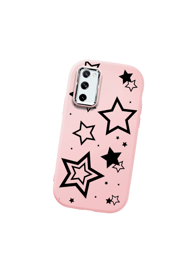 Samsung Galaxy S20 Fe Compatible Camera Protected Pink Soft Silicone Phone Case Star Patterned