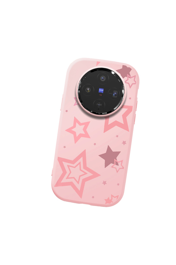 Vivo X300 Compatible Camera Protected Pink Soft Silicone Phone Case Pink Star