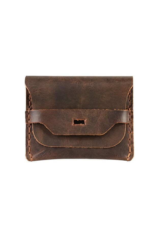 Crazy Leather Card Holder – Genuine Oiled Leather Leather, Rustic Look, Handmade – for Daily and Travel Use