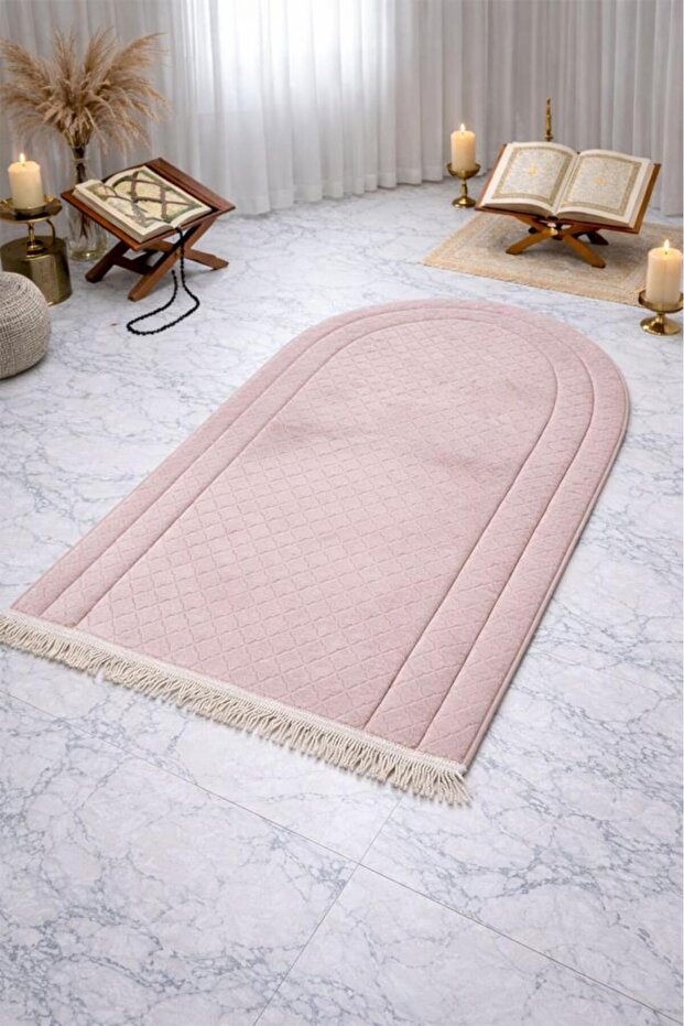 Çeyizdiyarı Nesibe Velvet Filled Prayer Mat Powder