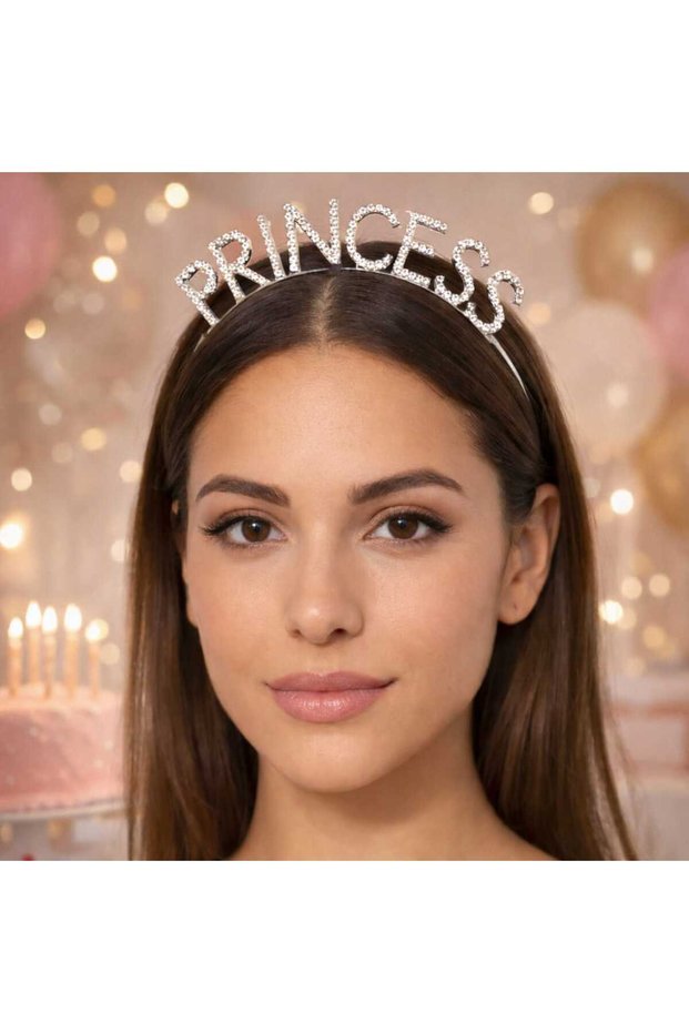 Princess Crown with Written Stones – Sparkling Crystal Stone Princess Crown | Party Crown | Birthday Crown