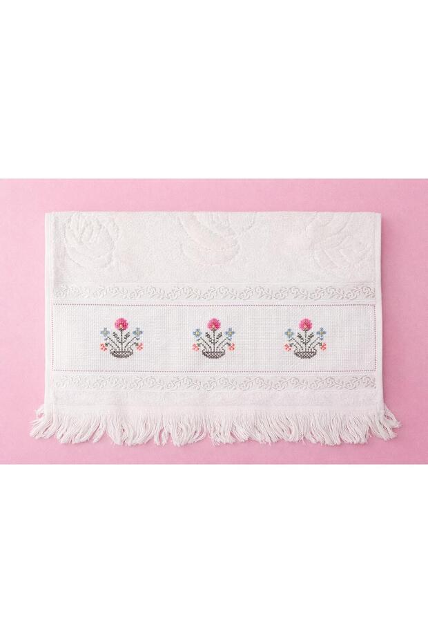 Çeyizlik Hand Embroidered K Velvet Etamin Kitchen and Oven Towel - M2