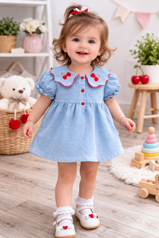 Cherry Collar Baby Girl Dress 164