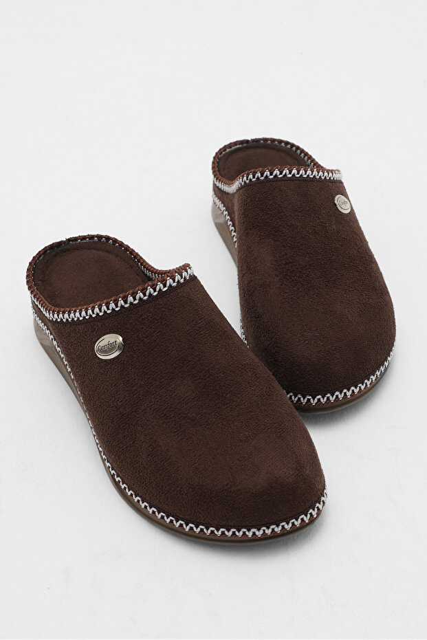 Women's Brown Comfortable Fit PU Sole Daily Slipper
