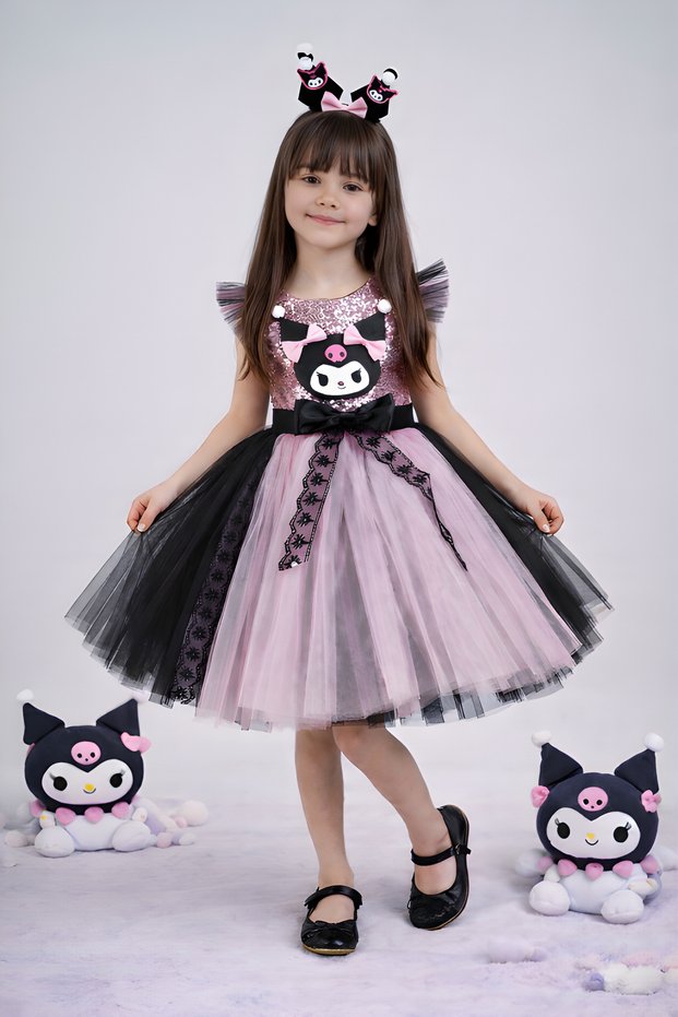 Kuromi Crowned Birthday Costume Party Evening Dress Pink