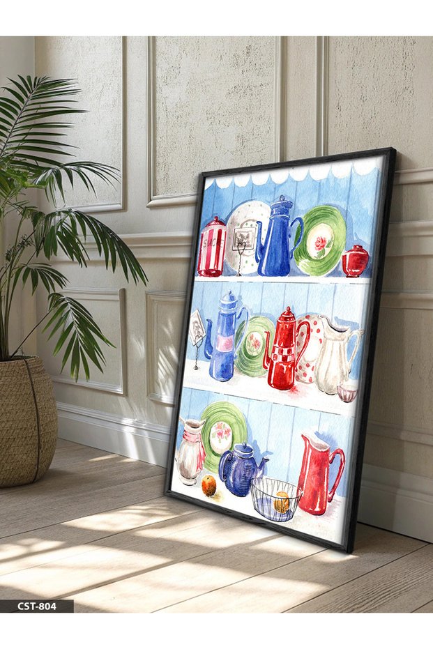 Kitchen Themed One-Piece Black Wooden Framed Painting