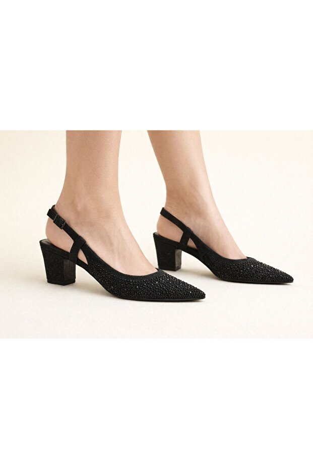 4021 Block Heel Stoned Comfortable Women's Shoes