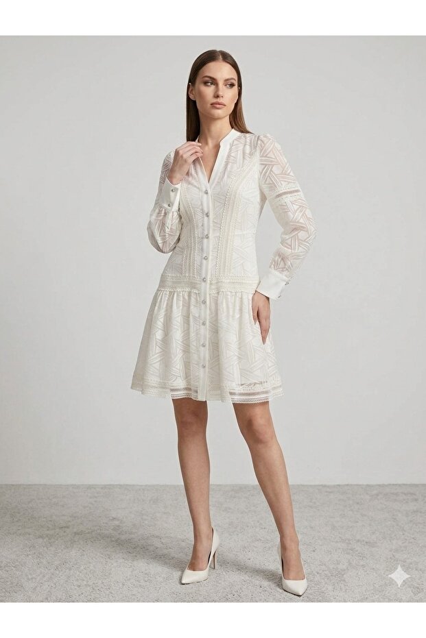 Kendinden İşlemeli Elbise 6130 - 3