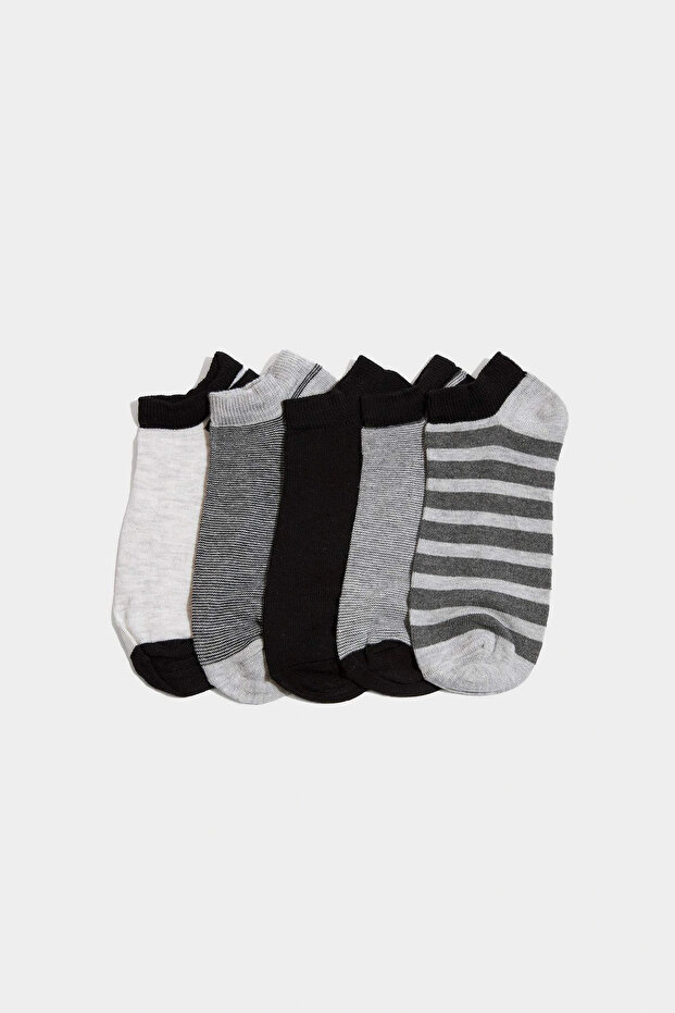F4712A8Bk23 Black Boy's 5-Pack Cotton-Pack Booties Socks