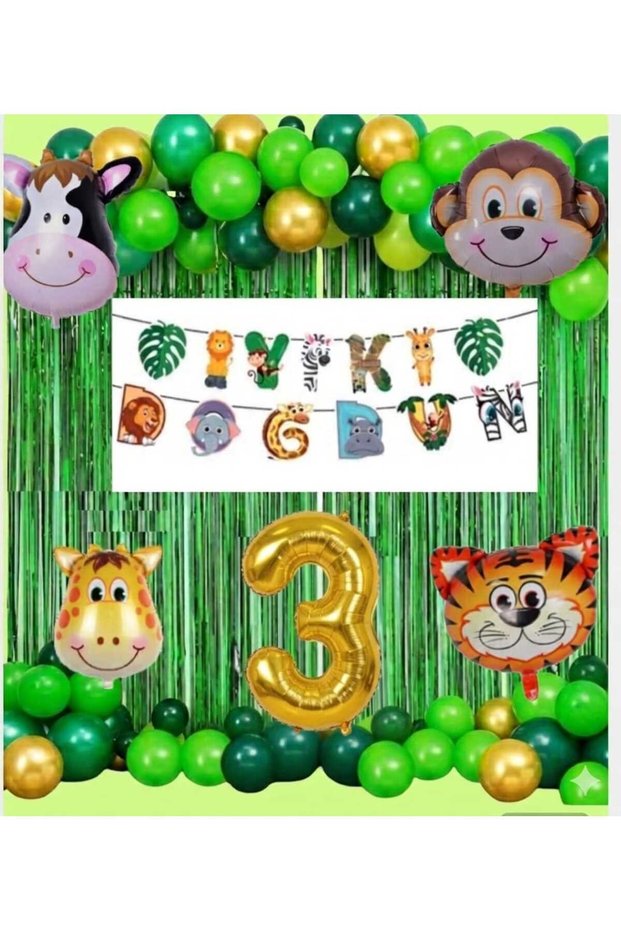 Safari Happy Birthday 3 Year Old Number Foil Concept