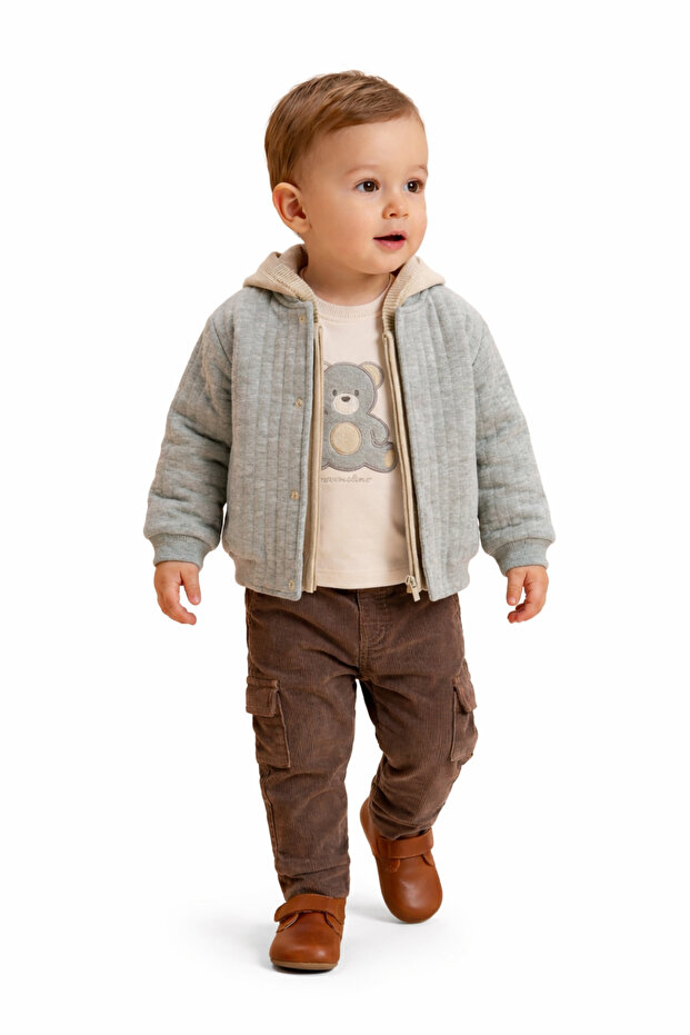 Boy's 4-Piece Jacketed Suit / Jacket-Cardigan-T-Shirt-Pants 4-Piece Suit 06-24 Months