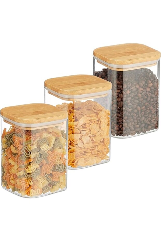 Rectangular Jar 1.4L with Bamboo Lid - 5