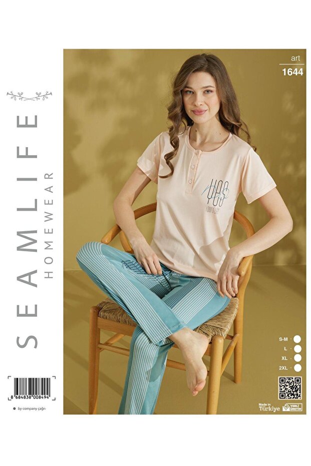 Seamlife Women's Extra Soft 100% Cotton Milan Short Sleeve Pajama Set