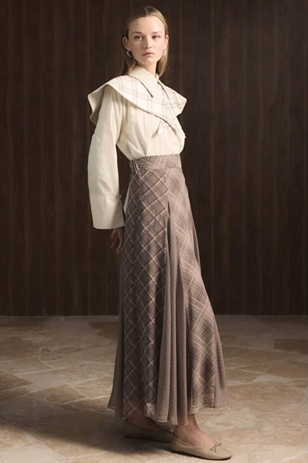 EKOSE ŞİFON BASKILI ETEK - 2